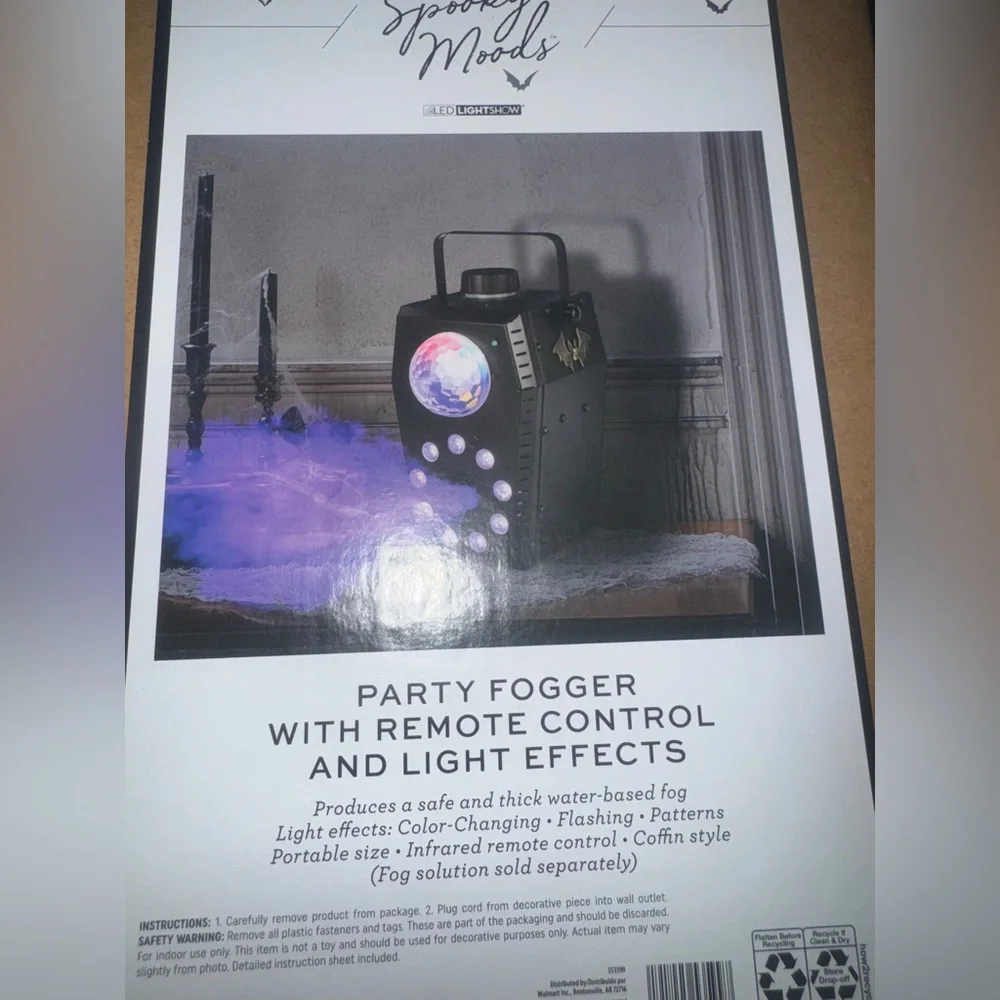 Strobing color change coffin light w/ fog effects NEW in box remote controlled